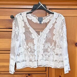 White Lace Single Button Shrug